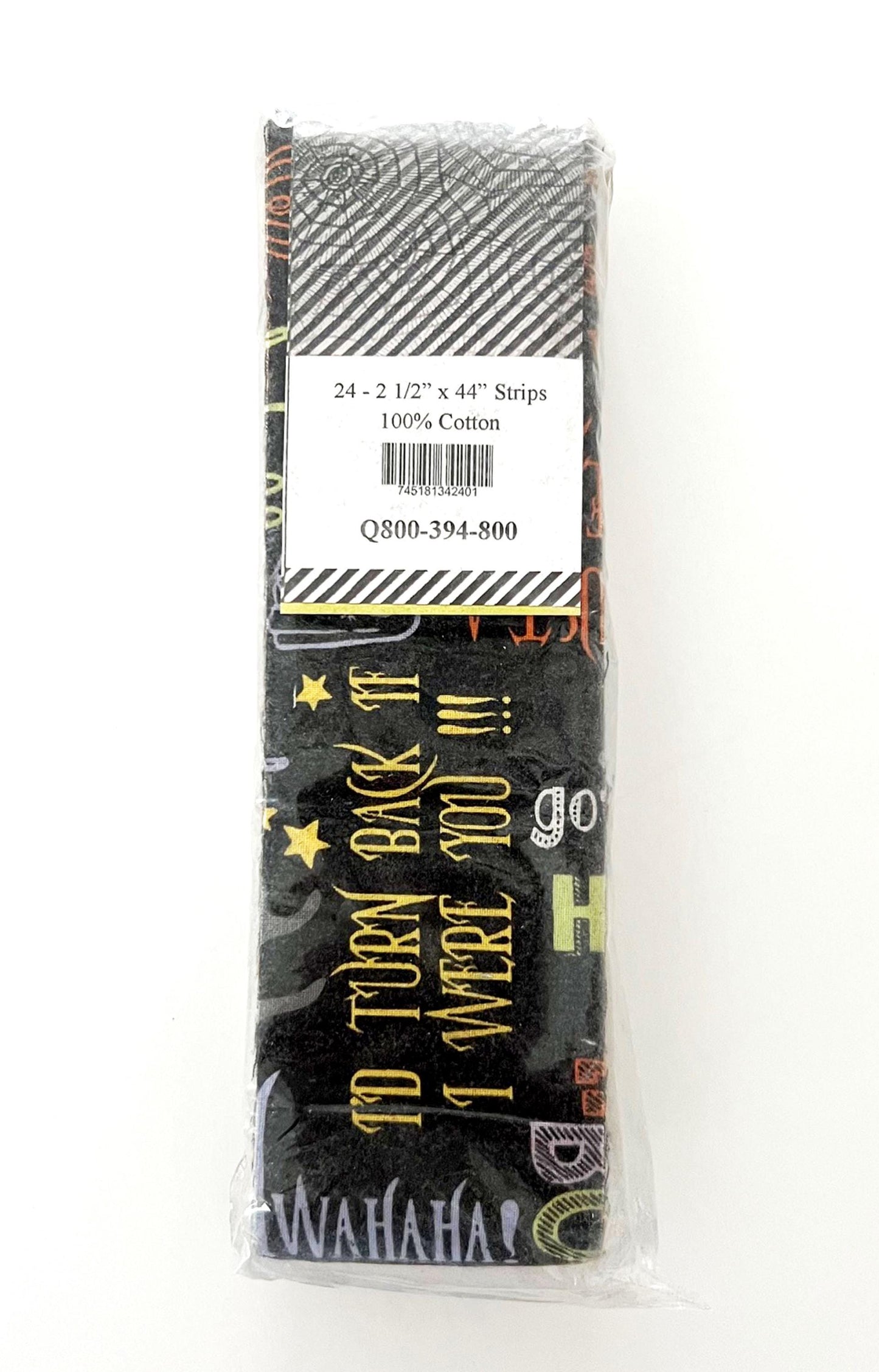 DESTASH Here for the Boos 2.5" Halloween Fabric Strips, Wilmington Prints Q800-394-800, 2.5" Precut Halloween Junior Jelly Roll Fabric Strip