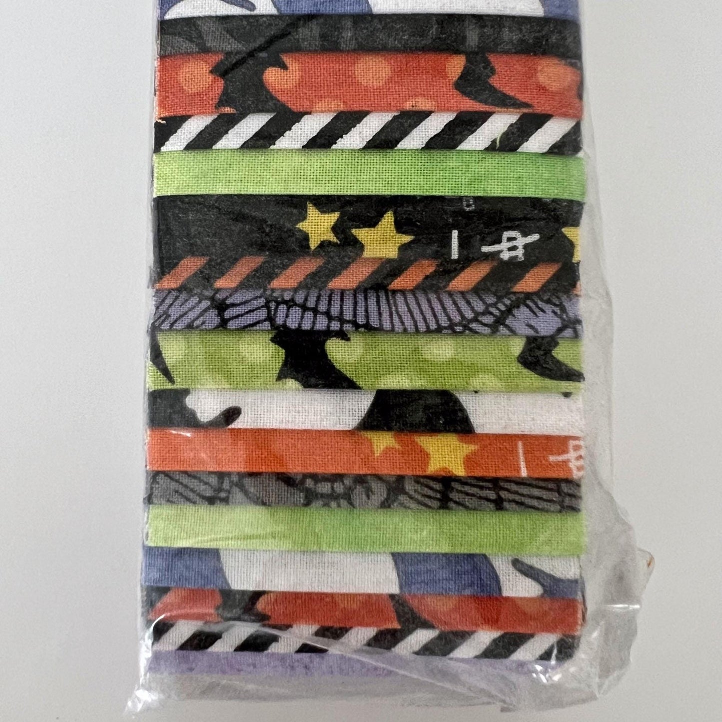 DESTASH Here for the Boos 2.5" Halloween Fabric Strips, Wilmington Prints Q800-394-800, 2.5" Precut Halloween Junior Jelly Roll Fabric Strip