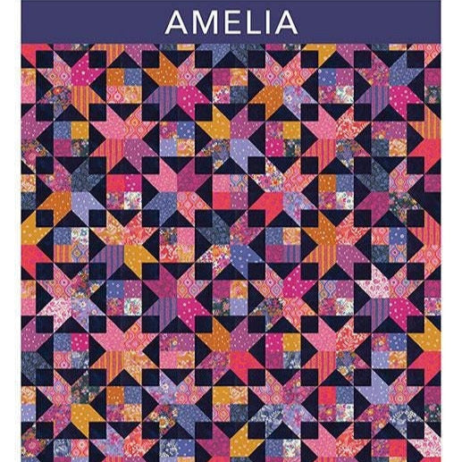 Amelia Quilt Pattern, Crystal Manning CMA892, Fat Quarter FQ Friendly Modern Star Throw Quilt Pattern