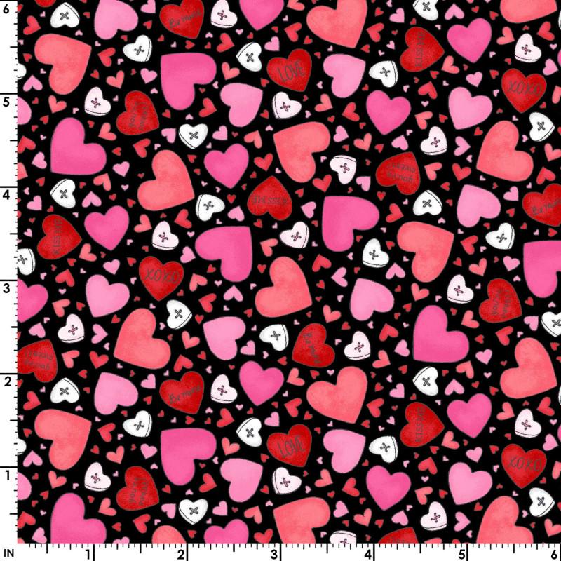 I Heart You 5" Charm Pack, Maywood Studio CP-MASXOXO, 5" Precut Valentine's Day Charm Pack Fabric Squares, Chris Lammers