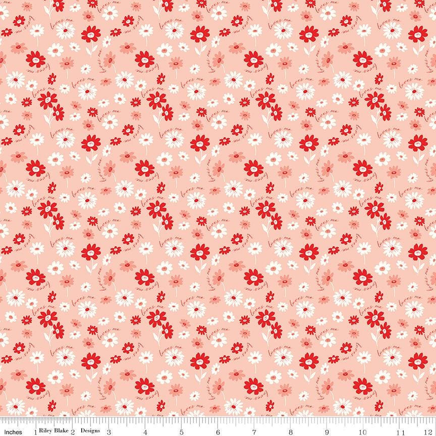 You and Me 5" Stacker, Riley Blake 5-15400-42, 5" Precut Pink Red Turquoise Hearts Valentines Day Floral Fabric Squares, Sandy Gervais