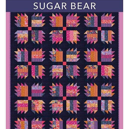Sugar Bear Quilt Pattern, Crystal Manning CMA893, Fat Quarter Eighths F8 FQ Yardage Friendly Bear Paw Throw Queen Quilt Pattern
