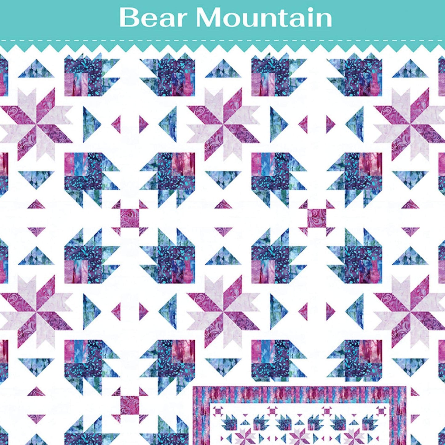 Bear Mountain Quilt Pattern, Blooming Boldly BBD0102, Fat Quarter FQ Friendly Bear Claw Paw Stars Throw Quilt Pattern, Leslie Ryan