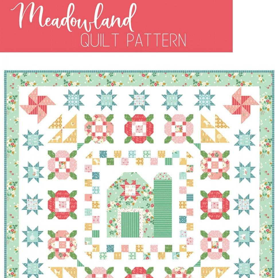 Meadowland Quilt Pattern, Flamingo Toes FT8900, Fat Quarters Fq Friendly Flowers Barn Silo Square Throw Quilt Pattern, Beverly McCullough