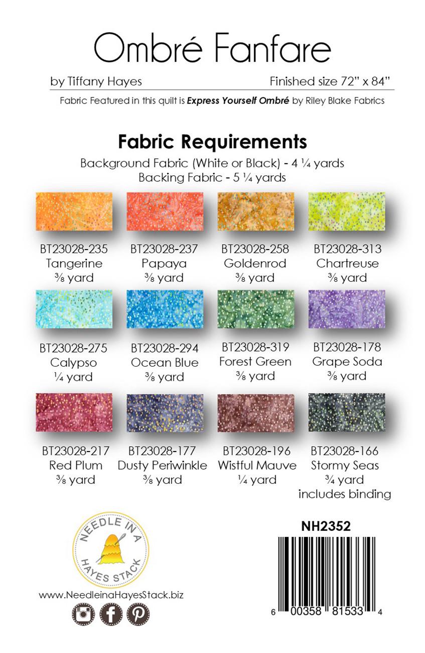 Ombre Fanfare Quilt Pattern, Needle Hayes Stack NH2352, Ombre Yardage Friendly Churn Dash Throw Quilt Pattern, Tiffany Hayes