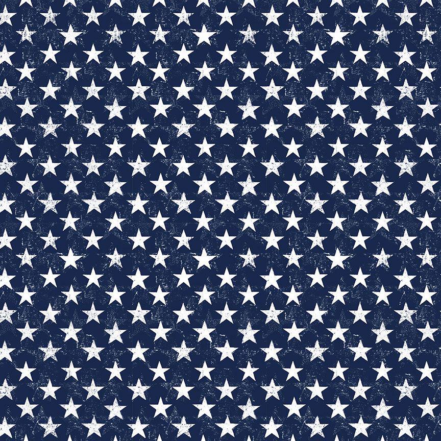 Let Freedom Ring - White Stars on Navy Blue Fabric, Timeless Treasures GAIL-CD2226 Navy, Patriotic Stars on Navy Fabric, QOV