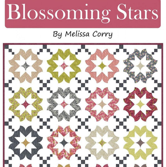 Blossoming Stars Quilt Pattern, Happy Quilting HQ130, Fat Quarter FQ Friendly Baby Lap Picnic Twin Queen King Square Bed Quilt Pattern