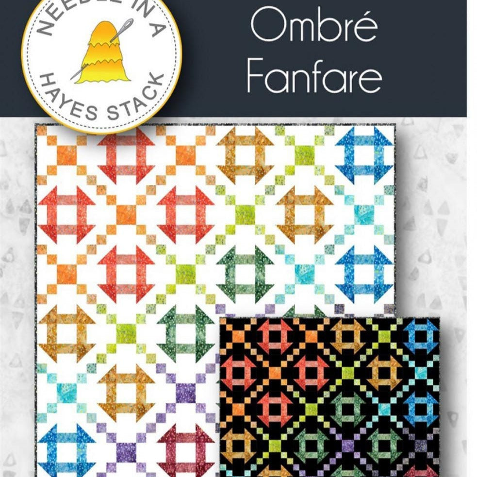 Ombre Fanfare Quilt Pattern, Needle Hayes Stack NH2352, Ombre Yardage Friendly Churn Dash Throw Quilt Pattern, Tiffany Hayes