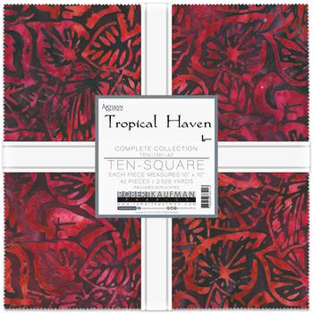Artisan Batiks Tropical Haven Ten Square, Robert Kaufman TEN-1351-42, 10" Precut Tropical Floral Batik Fabric Squares