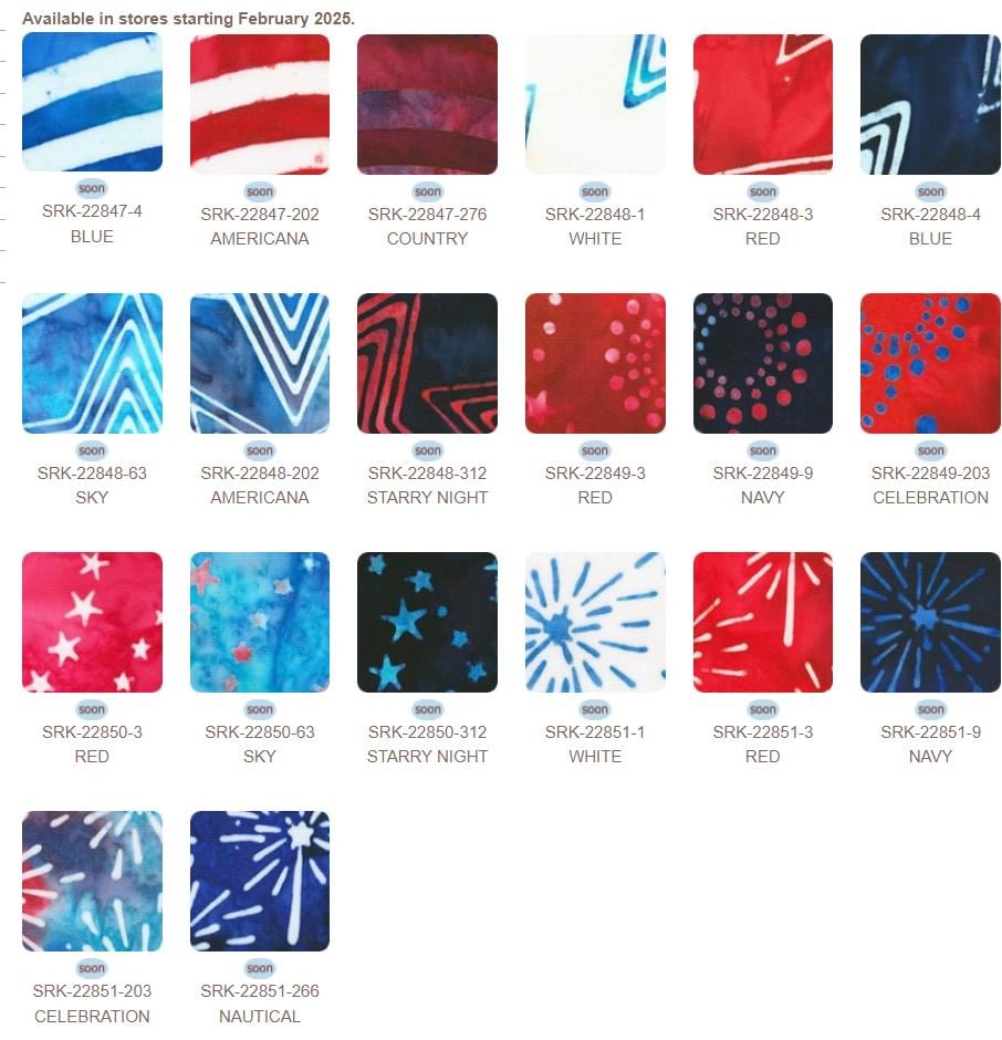 Artisan Batiks Liberty 2 Charm Squares, Robert Kaufman CHS-1274-42, 5" Precut USA Patriotic Batik Charm Pack Fabric Squares