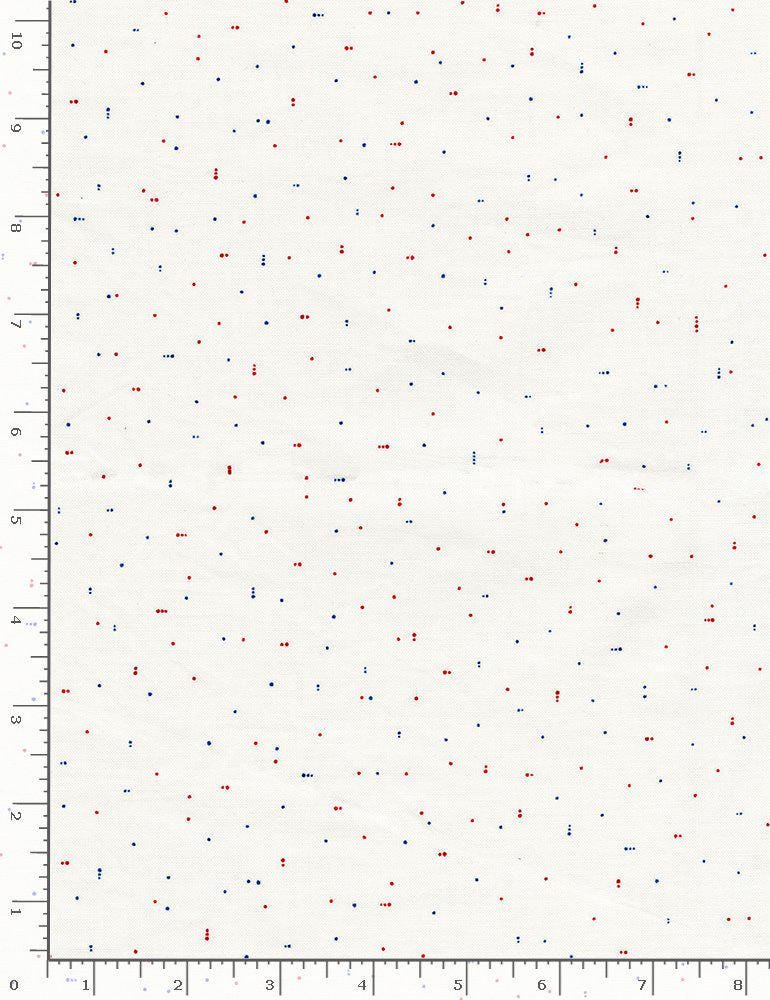 Let Freedom Ring - USA Red Blue Dots on White Fabric, Timeless Treasures DITSY-C8900 Usa, US Patriotic Quilt Background Blender Fabric, Qov