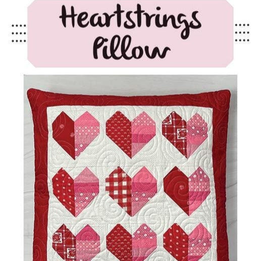 Heartstrings Pillow Quilt Pattern, Sew Lux Fabric SLF2101, Charm Square or Fat Sixteenths Friendly Hearts Pillow Cover Pattern, Heart Pillow