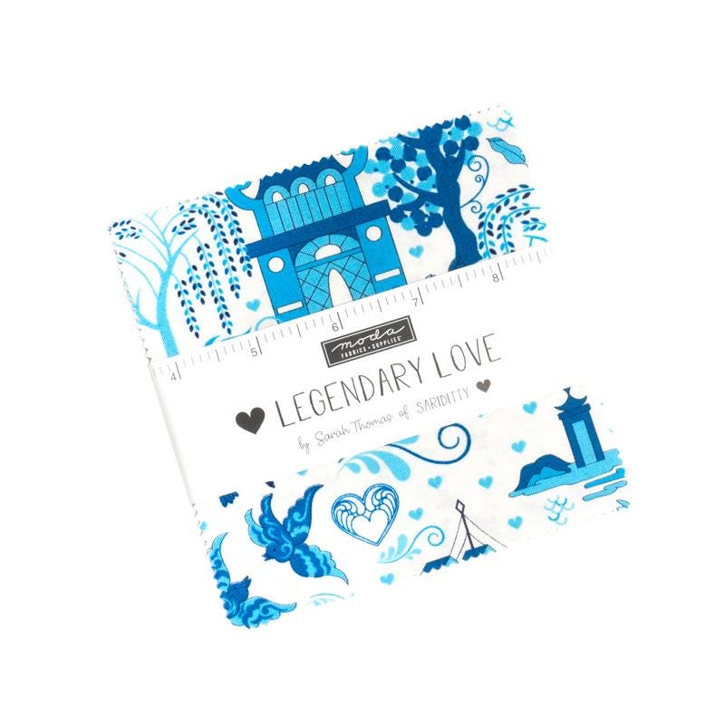 Legendary Love 5" Charm Pack, Moda 45050PP, 5" Precut Willow Lovebirds Pink Blue Green Fabric Squares, Sariditty
