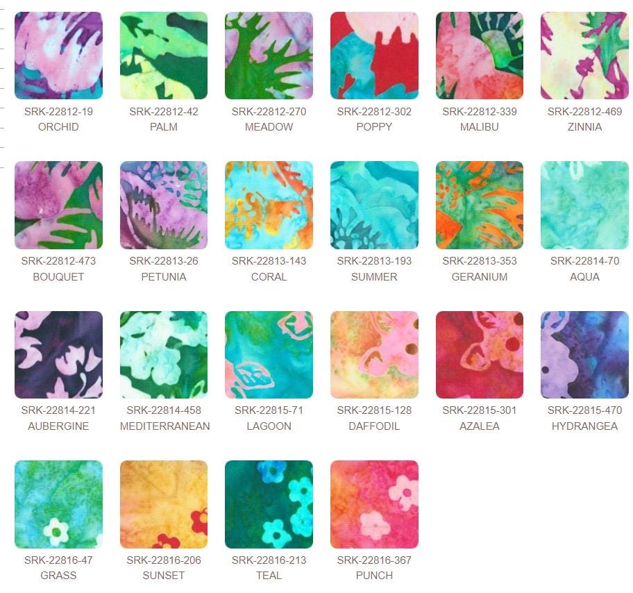 Artisan Batiks Wild Poppies Charm Squares, Robert Kaufman CHS-1278-42, Floral Batik Charm Pack, 5" Precut Fabric Squares