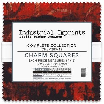Industrial Imprints Charm Squares, Robert Kaufman CHS-1283-42, 5" Precut Abstract Charm Pack Fabric Squares