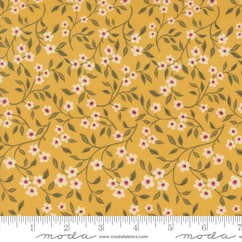 Sagewood 5" Charm Pack, Moda 11950PP, Blue Coral Tan Teal Floral Charm Pack Fabric, 5" Precut Fabric Squares, Crystal Manning