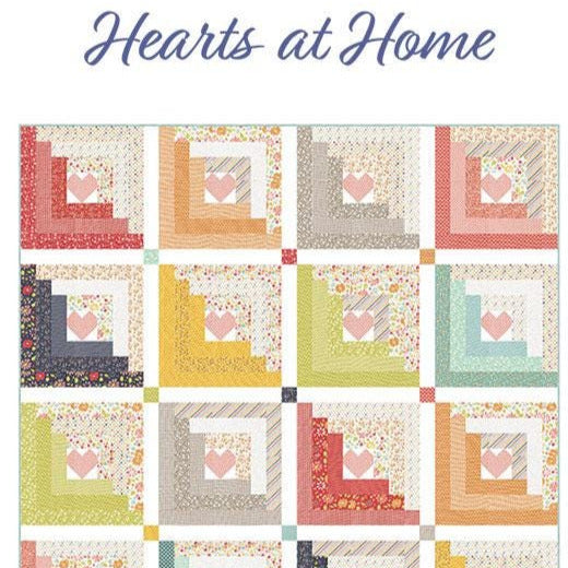 Hearts at Home Quilt Pattern, Chelsi Stratton Designs CSD103, 2.5" Precut Jelly Roll Strip Friendly Heart Log Cabin Variation Quilt Pattern