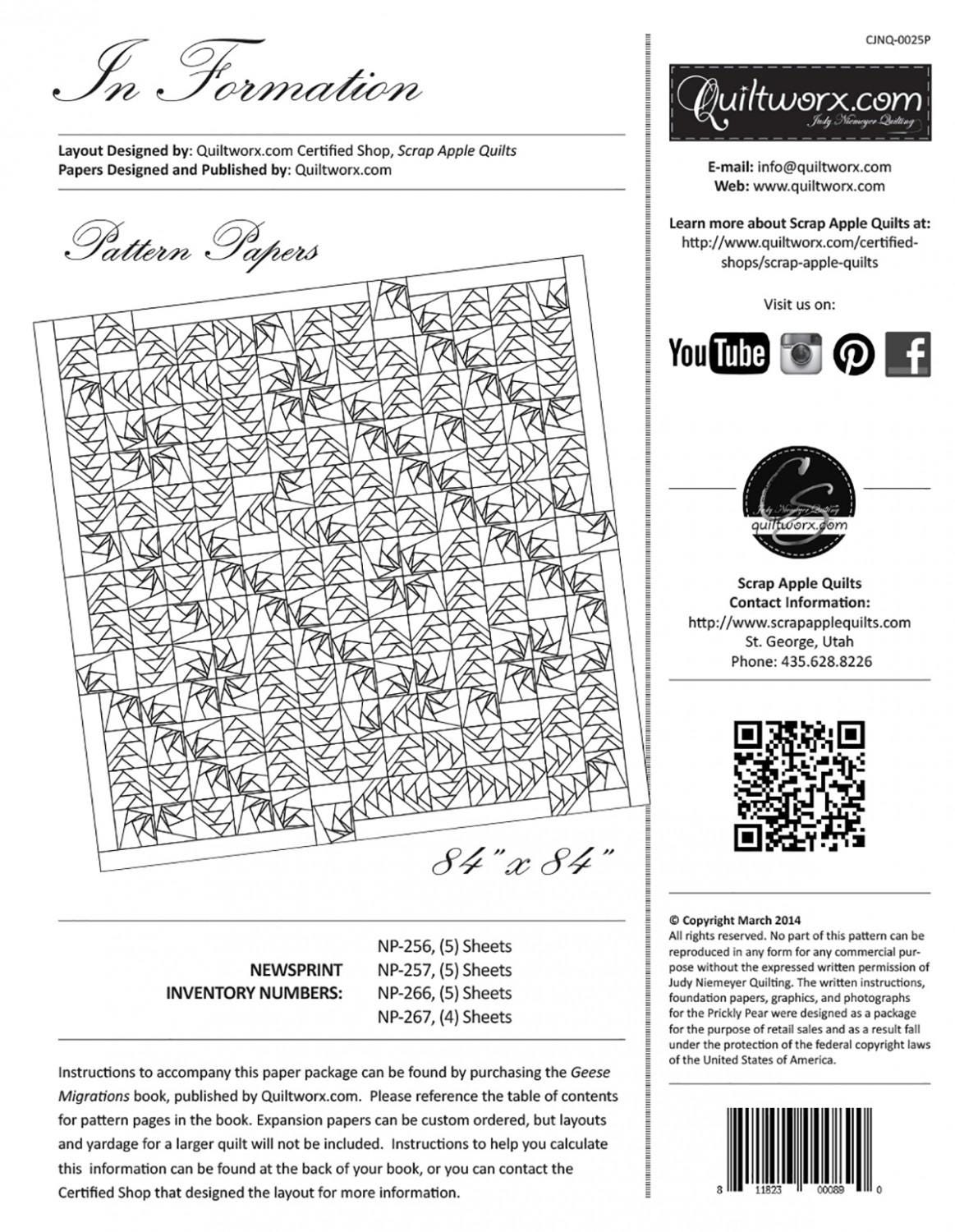 In Formation Foundation Papers, Judi Neimeyer Quilting CJNQ025P, Modified Flying Geese Quilt Block Papers