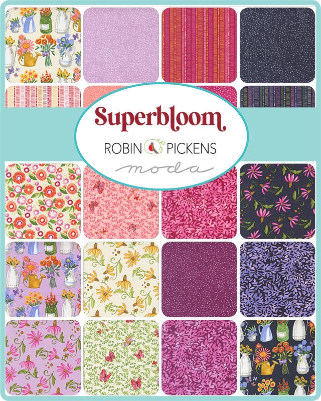 Superbloom 5" Charm Pack, Moda 48780PP, 5" Precut Large Print Floral Quilt Fabric Squares, Robin Pickens