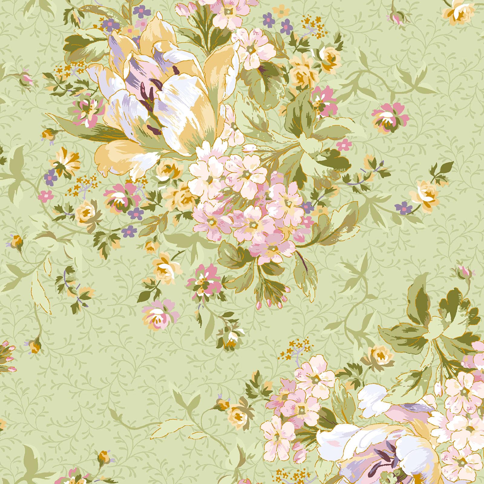 Grand Entrance 2.5" Strips, Maywood Studio ST-MASGREN, 2.5" Precut Pink Green Lavender White Floral Fabric Strips Roll, Gold Metallic Fabric
