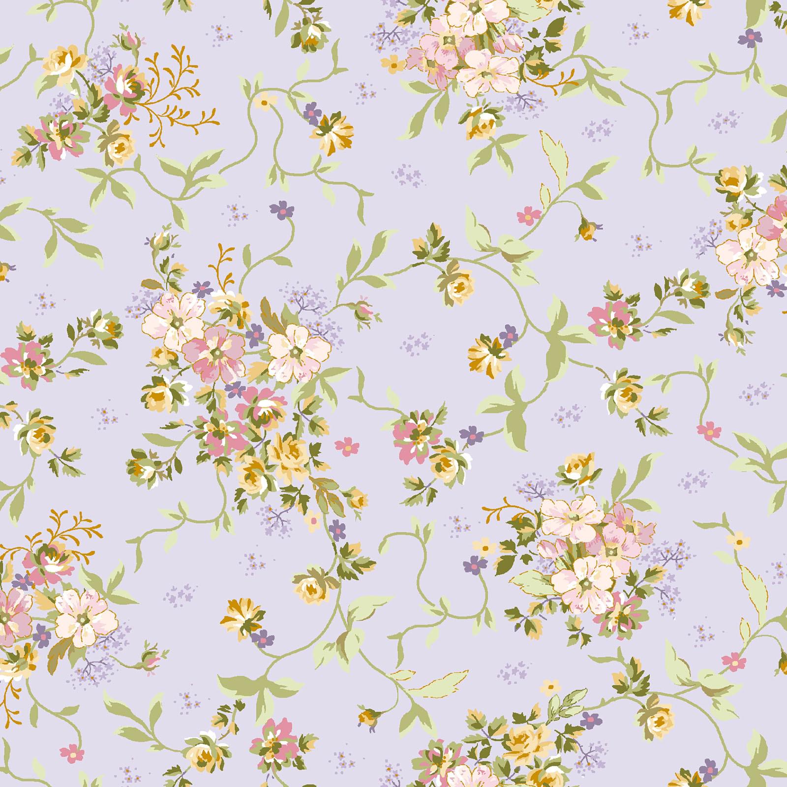 Grand Entrance 2.5" Strips, Maywood Studio ST-MASGREN, 2.5" Precut Pink Green Lavender White Floral Fabric Strips Roll, Gold Metallic Fabric