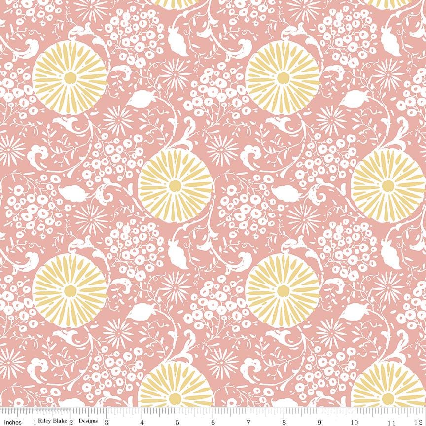 Love Me More 10" Stacker, Riley Blake 10-15630-42, 10" Precut Botanical Spring Pink Yellow Green Floral Fabric Squares, Lisa Audit