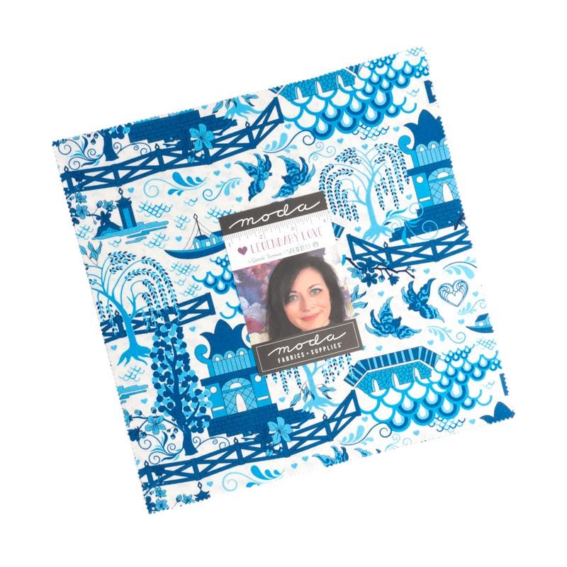 Legendary Love 10" Layer Cake, Moda 45050LC, 10" Precut Pink Green Blue Floral Fabric Squares, Sariditty