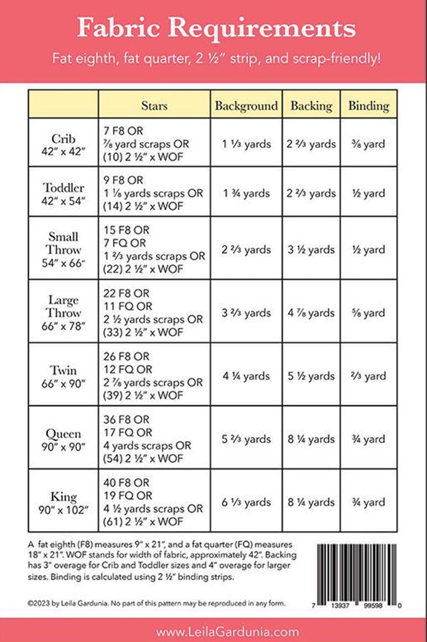 9 Patch Scrappy Stars Quilt Pattern, Leila Gardunia LGD102, Pecuts Yardage Scrap Friendly Crib to King Quilt Pattern