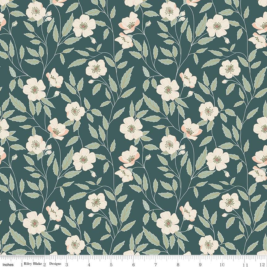 Garden Dreams 5" Stacker, Riley Blake 5-15090-42, 5" Precut Pink Green Mustard Orange Floral Fabric Squares, Amber Elliot