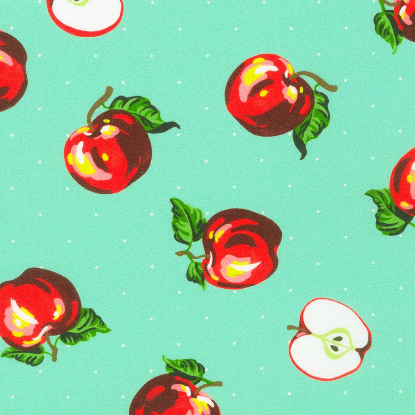 Apple Blossom Squares, Robert Kaufman CHS-1160-42, 5" Precut Green Teal Red Peach Apples Floral Fabric Squares