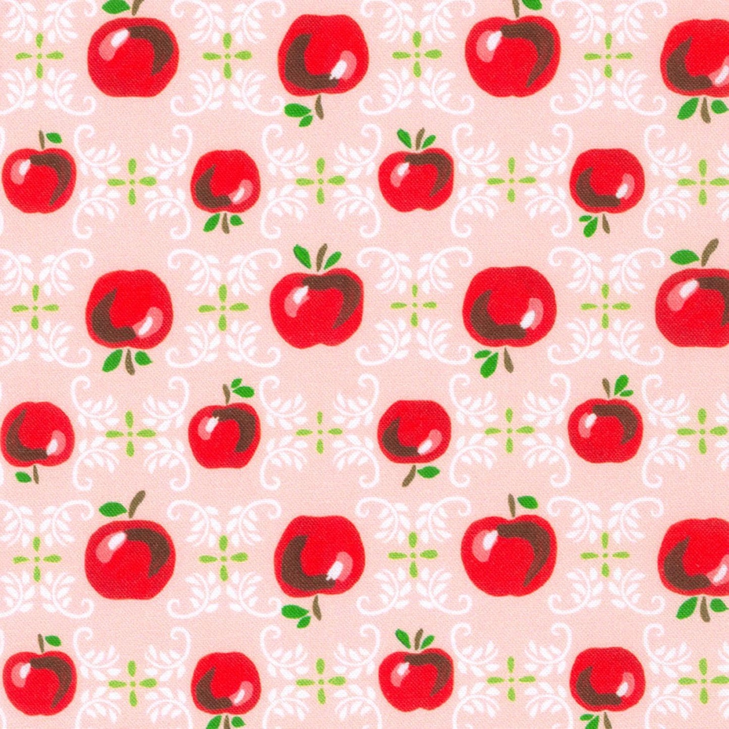Apple Blossom Squares, Robert Kaufman CHS-1160-42, 5" Precut Green Teal Red Peach Apples Floral Fabric Squares