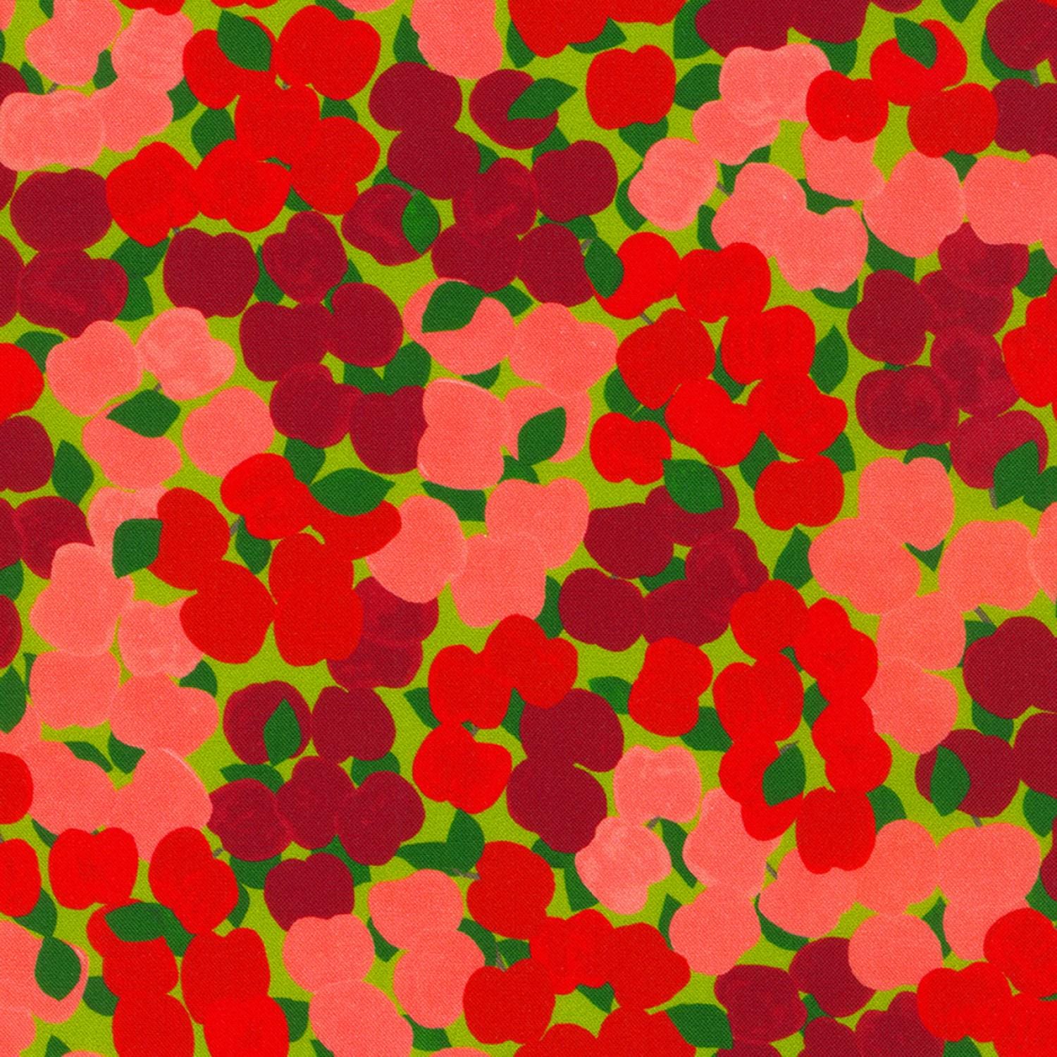 Apple Blossom Squares, Robert Kaufman CHS-1160-42, 5" Precut Green Teal Red Peach Apples Floral Fabric Squares