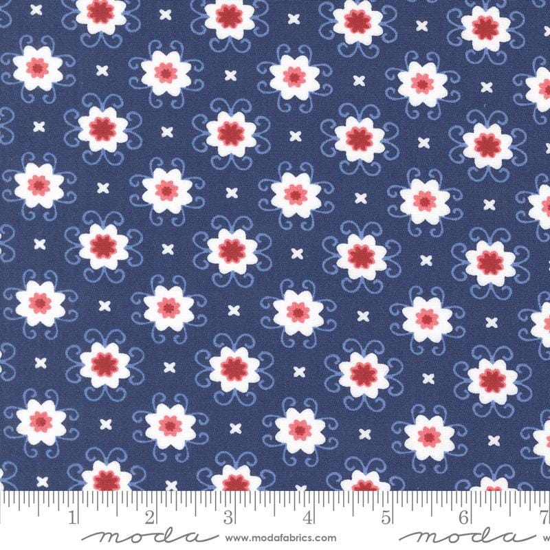 Star Spangled 5" Charm Pack, Moda 24170PP, 5" Precut Floral Red White Blue Patriotic Charm Pack Fabric Squares, April Rosenthal