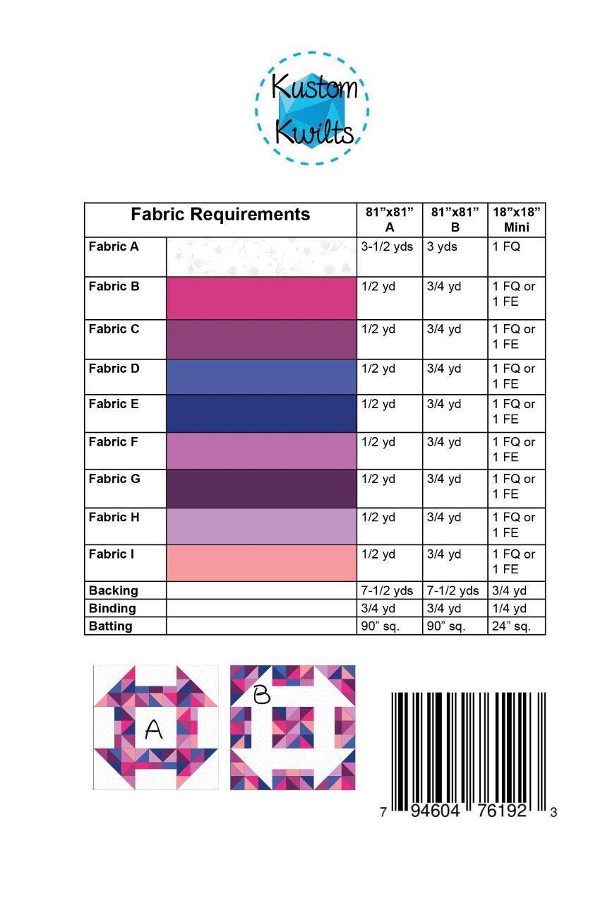 Cheeky Churn Dash Quilt Pattern, Kustom Kwilts KK-104, Precuts Yardage Friendly Oversized Churn Dash Quilt Wall and Pillow Pattern