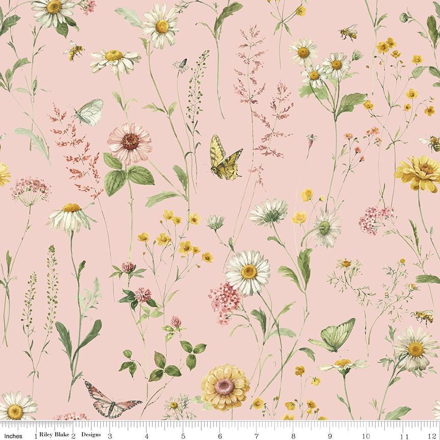 Love Me More 2.5" Rolie Polie, Riley Blake RP-15630-40, 2.55" Precut Pink Green Yellow Spring Floral Fabric Strips, Lisa Audit