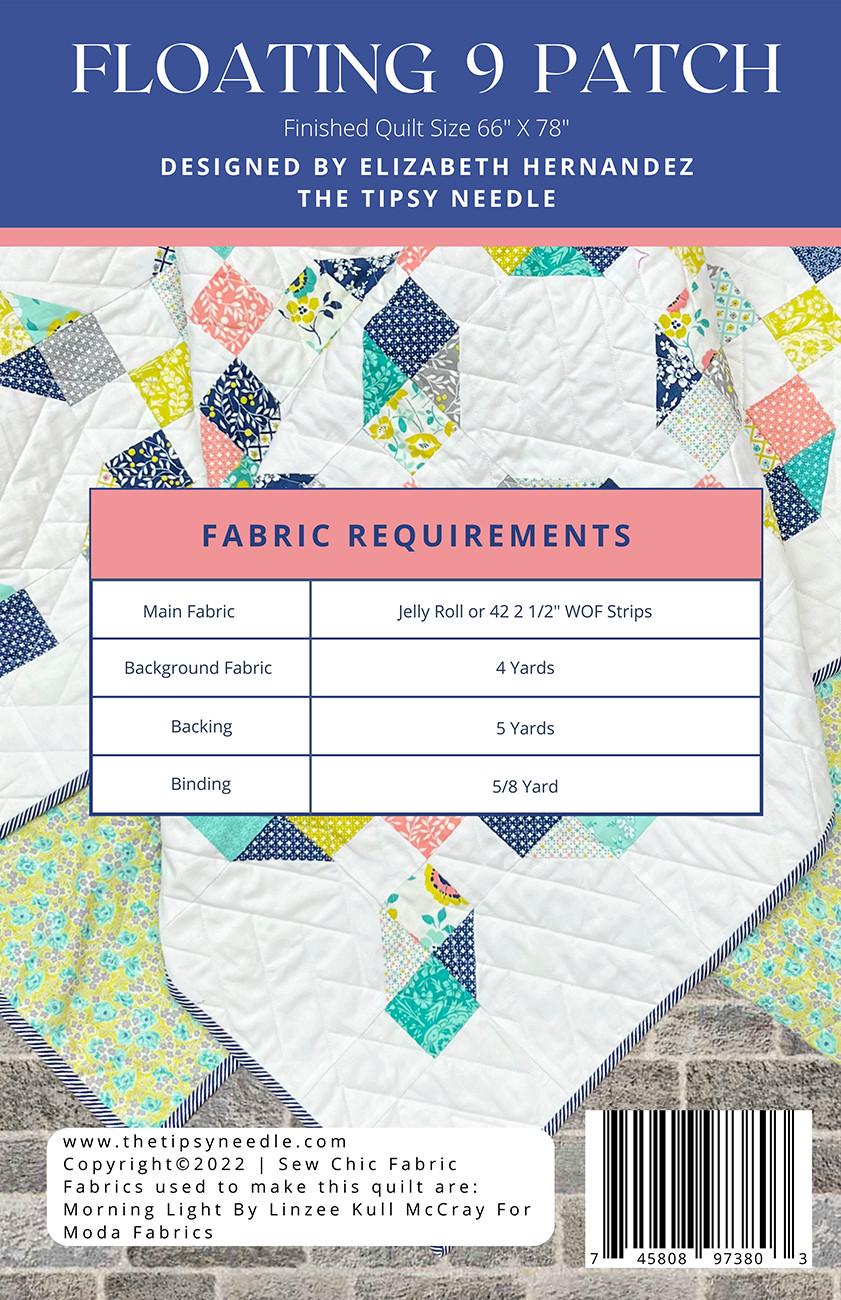 Floating 9 Patch Quilt Pattern, The Tipsy Needle TTN108, 2.5" Precut Jelly Roll Strip Friendly Quilt Pattern, Lattice Throw Quilt Pattern