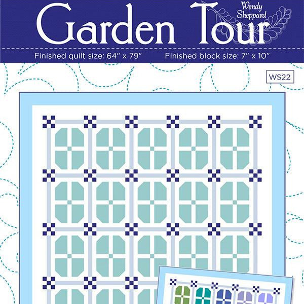 Garden Tour Quilt Pattern, Wendy Sheppard WS22, Yardage Fat Quarter Friendly Throw Quilt Pattern