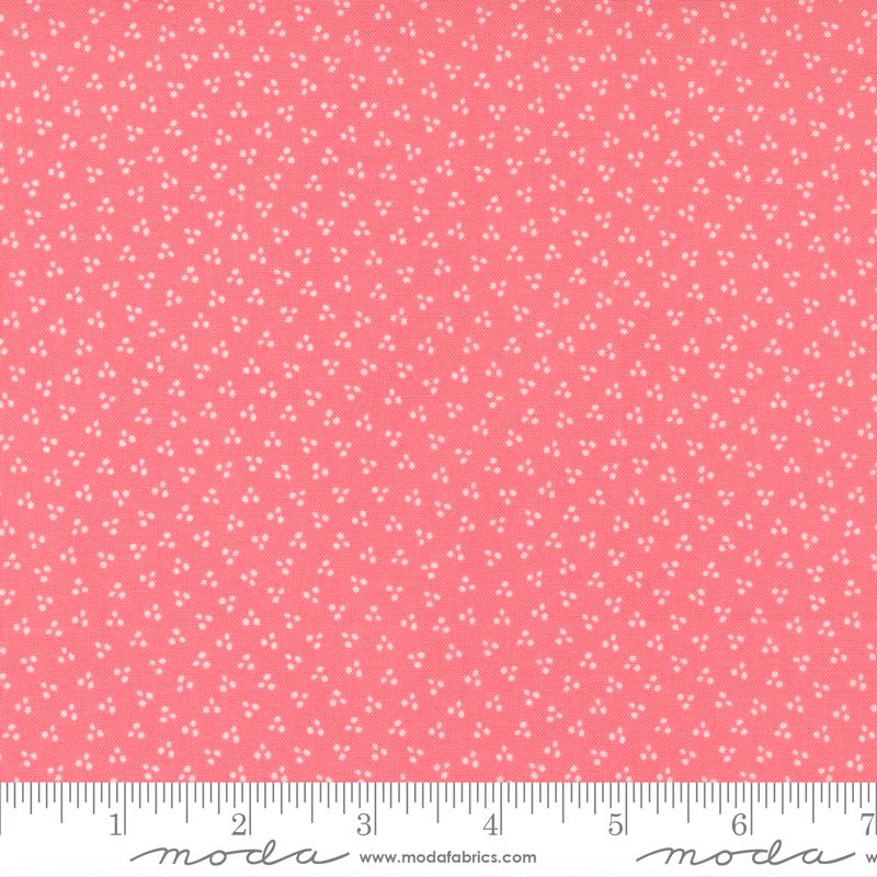 Sincerely Yours - Pink Polka Dot Geometric Blender Fabric, Moda 37615 17 Flamingo, Pink Tonal Blender Fabric, Sherri Chelsi, By the Yard