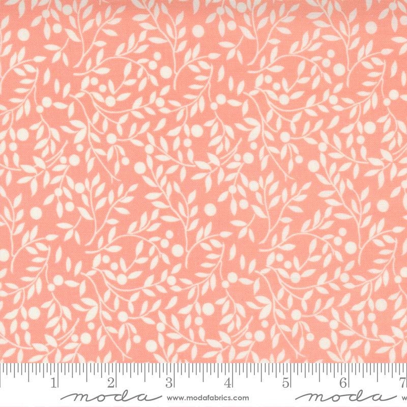 Morning Light - Peach Pink White Vine Tendrils Blender Fabric, Moda 23344 17 Blossom, Pink White Blender Fabric, Linzee McCray, By the Yard