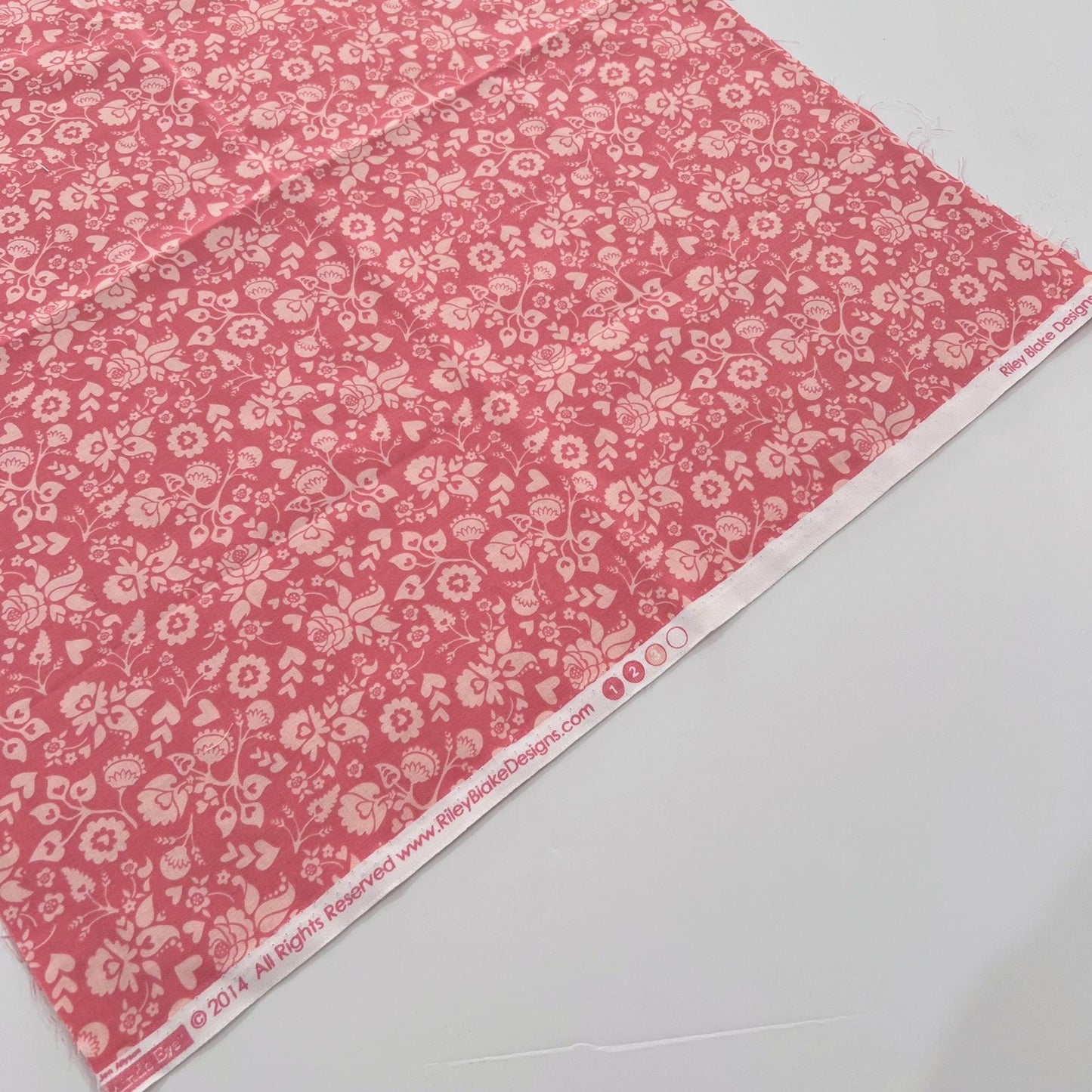 REMNANT 18" of Lost and Found Love - Pink Tonal Floral Blender Fabric, Riley Blake C4202, Valentine's Day Cotton Quilt Fabric, My Mind's Eye