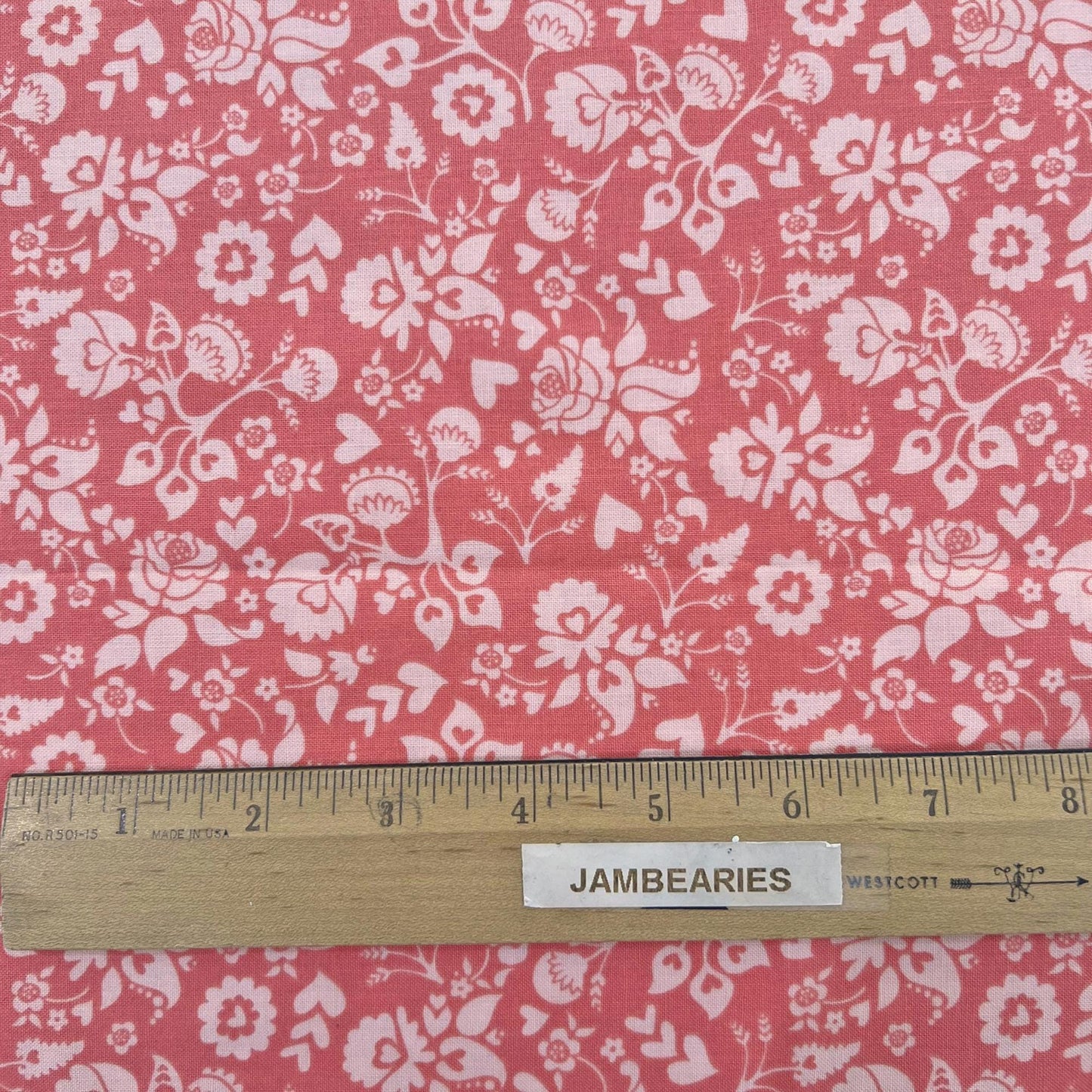 REMNANT 18" of Lost and Found Love - Pink Tonal Floral Blender Fabric, Riley Blake C4202, Valentine's Day Cotton Quilt Fabric, My Mind's Eye