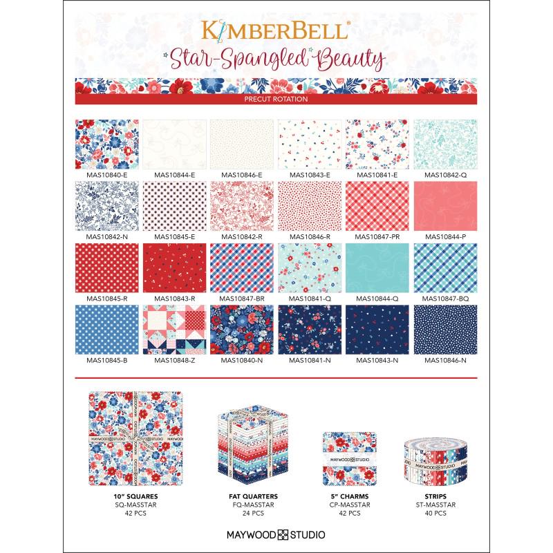Star Spangled Beauty 5" Charm Squares, Maywood Studio CP-MASSTAR, 5" Precut Patriotic Floral Fabric, Red White Blue Fabric Squares