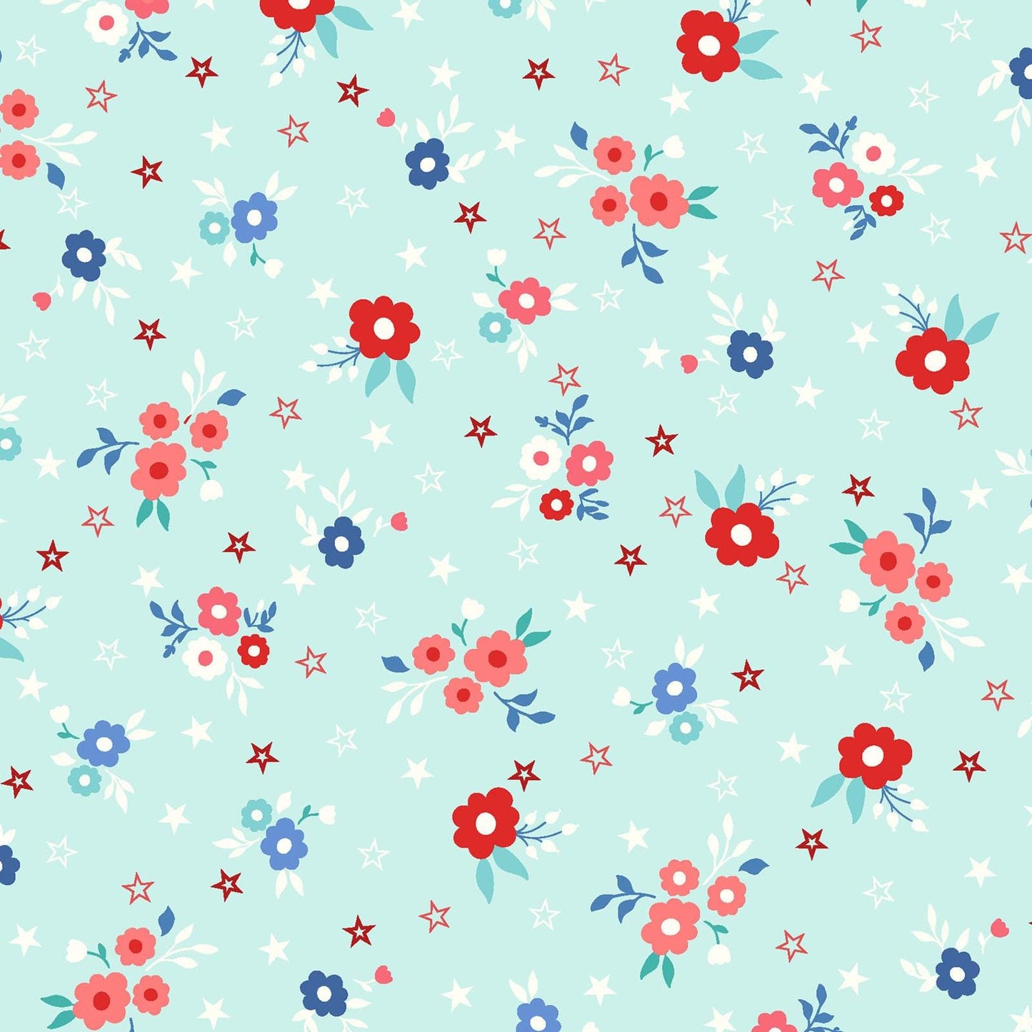 Star Spangled Beauty 5" Charm Squares, Maywood Studio CP-MASSTAR, 5" Precut Patriotic Floral Fabric, Red White Blue Fabric Squares