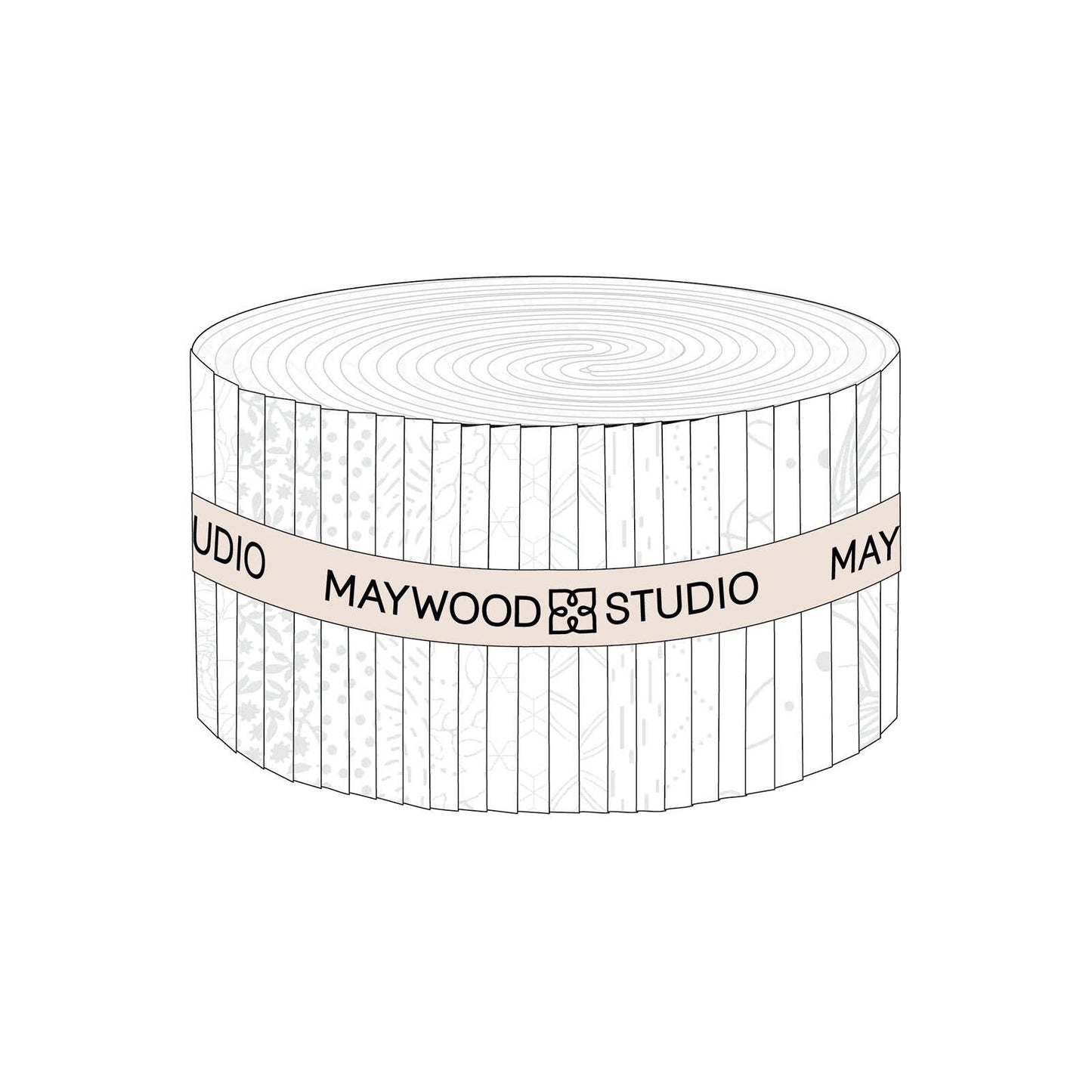 Solitaire Ultra White 2.5" Strip Roll, Maywood Studio ST-MASSOLT-UW, 2.5" Precut White on White Neutral Quilt Fabric Strips