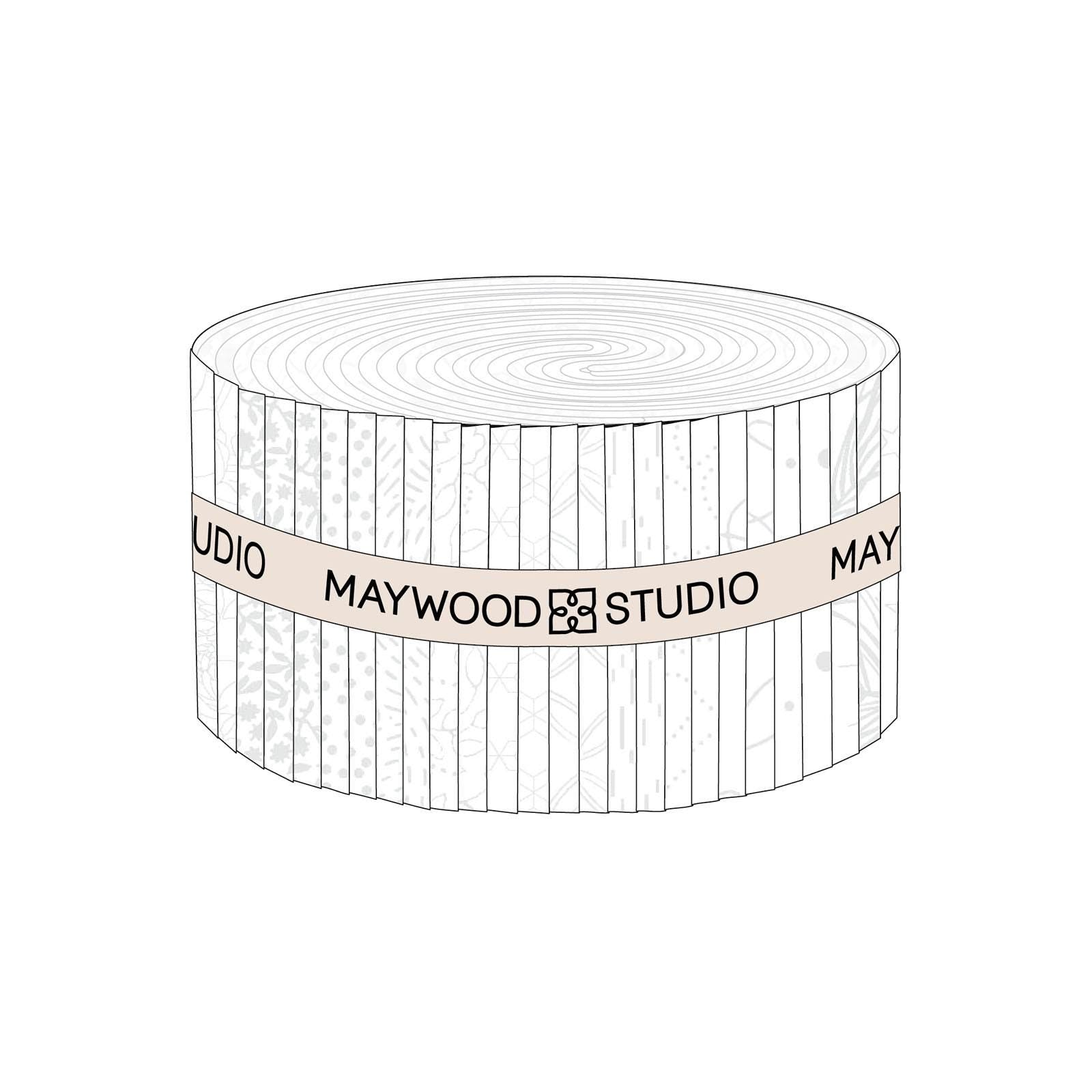 Solitaire Ultra White 2.5" Strip Roll, Maywood Studio ST-MASSOLT-UW, 2.5" Precut White on White Neutral Quilt Fabric Strips