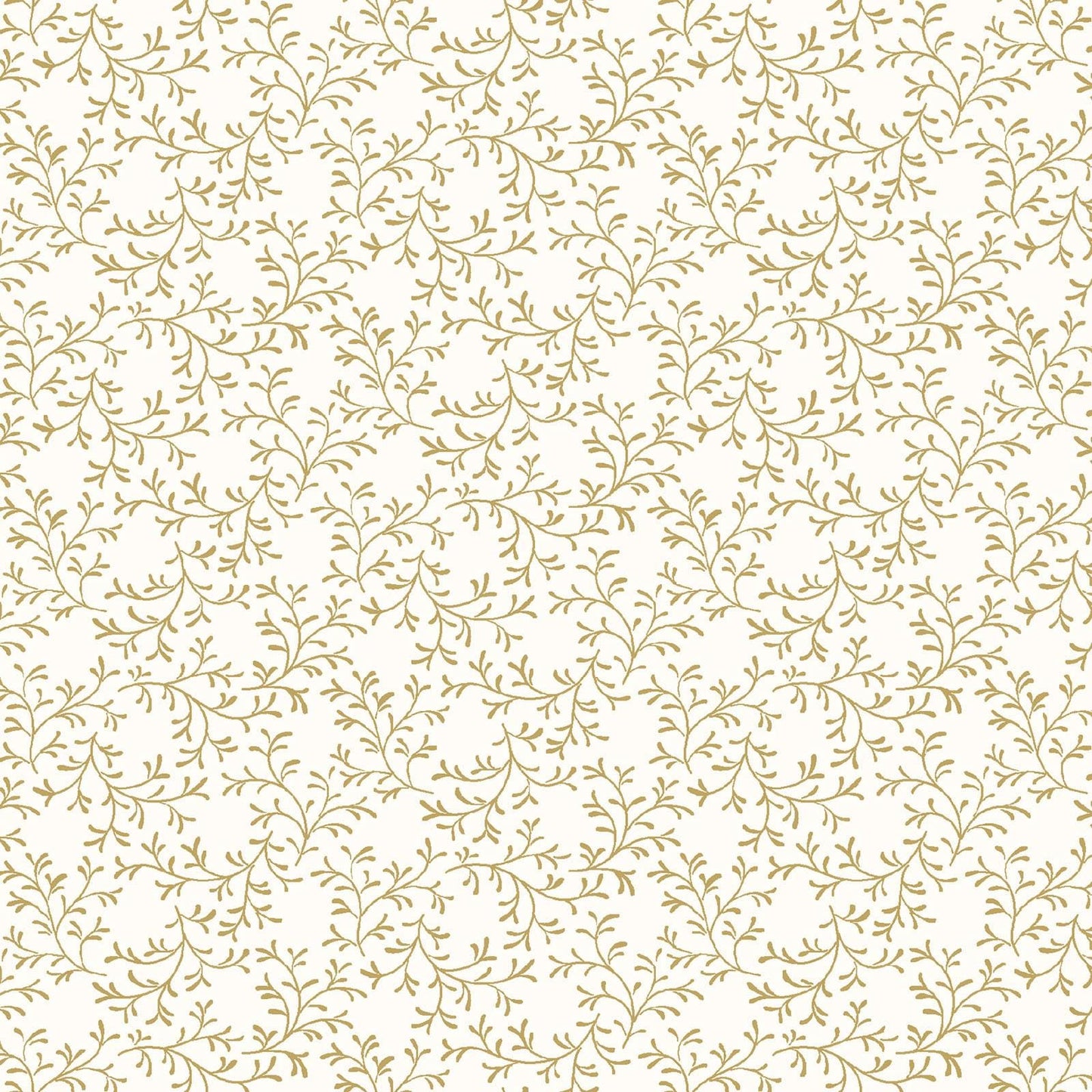 Grand Entrance - Lace Leaf Metallic Gold on Cream Ecru Fabric, Maywood Studio MASM10435-E, Ecru Gold Blender Background Fabric, By the Yard
