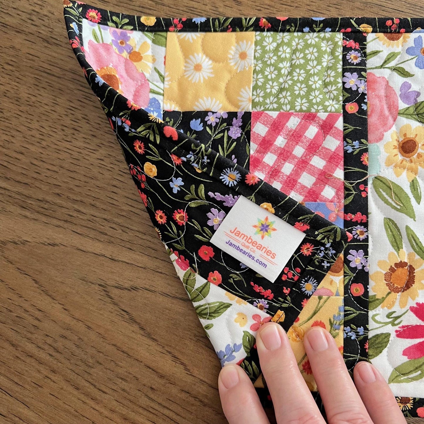 Springtime Floral Quilted Mug Rug, 8.5" x 11.75", Flora No 6 Mini Table Quilt, Small Place Mat Placemats, Snack Mat, Floral Mini Quilt