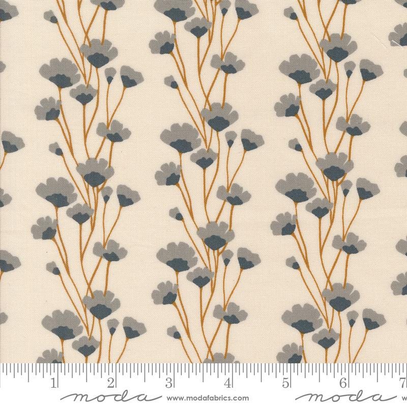 Rainier 5" Charm Pack, Moda 38140PP, 5" Precut Peach Blue Tan Cream Gray Floral Charm Pack Fabric Squares, Jessica Rose