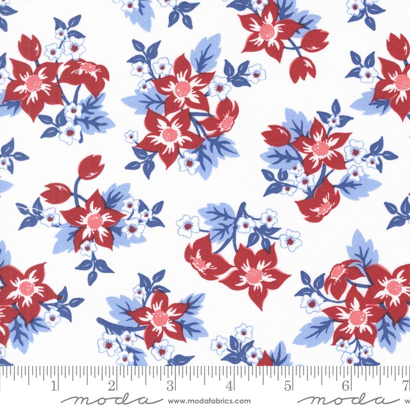 Star Spangled 5" Charm Pack, Moda 24170PP, 5" Precut Floral Red White Blue Patriotic Charm Pack Fabric Squares, April Rosenthal
