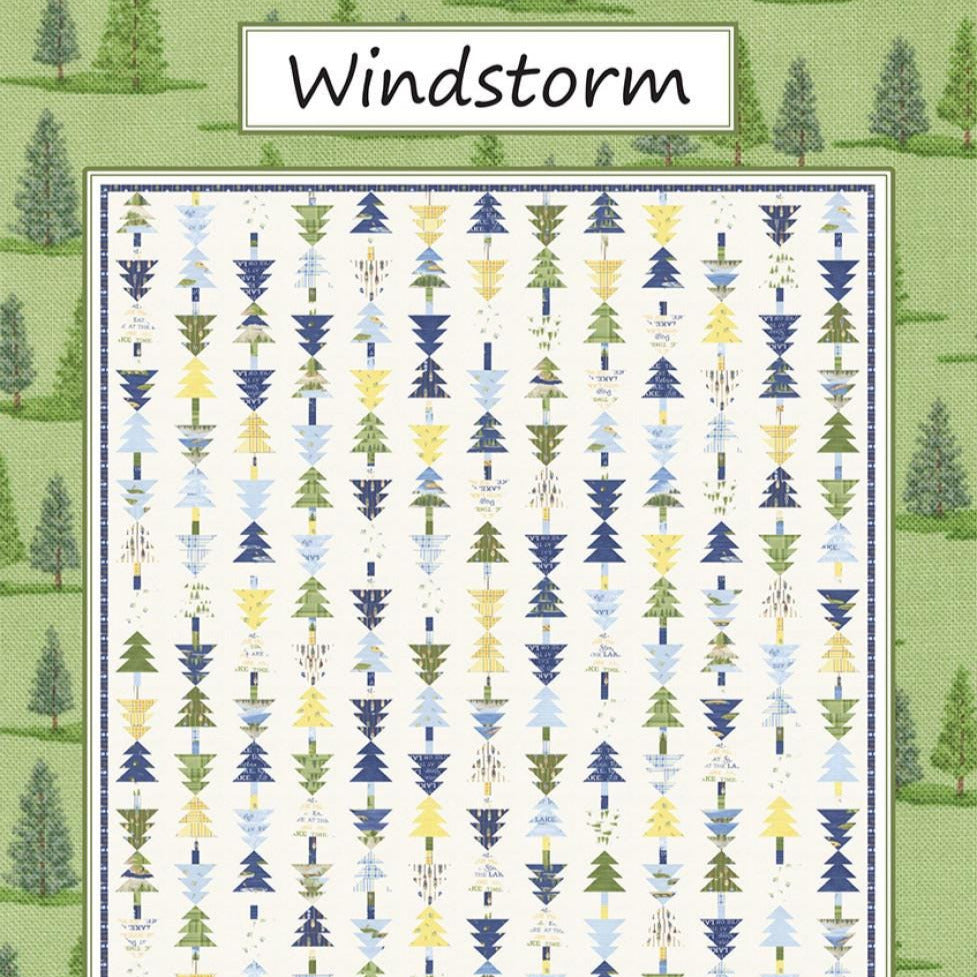 Windstorm Quilt Pattern, Coach House Designs CHD-2428, Layer Cake Friendly Evergreen Trees Lap Throw Quilt Pattern